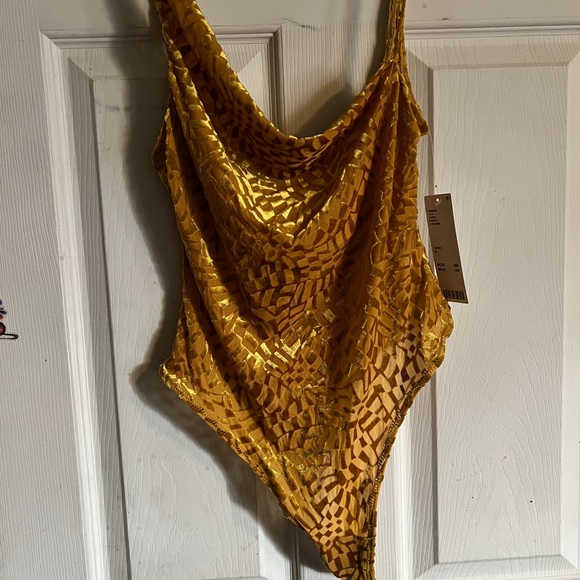 Gold Patterned Bodysuit - Picture 1 of 5